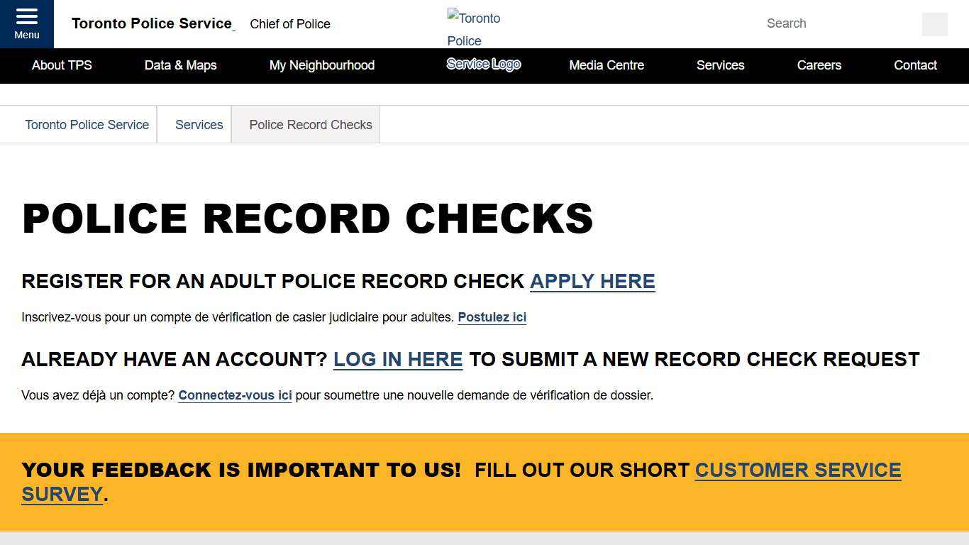 Police Record Checks- Toronto Police Service